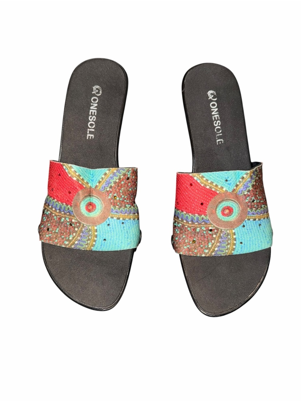 OneSole Women’s Wedge Sandals Size 8 Multicolor Interchangeable Strap Slide